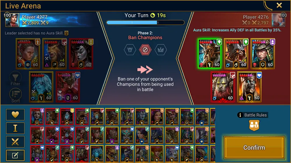 Live Arena draft: ban one