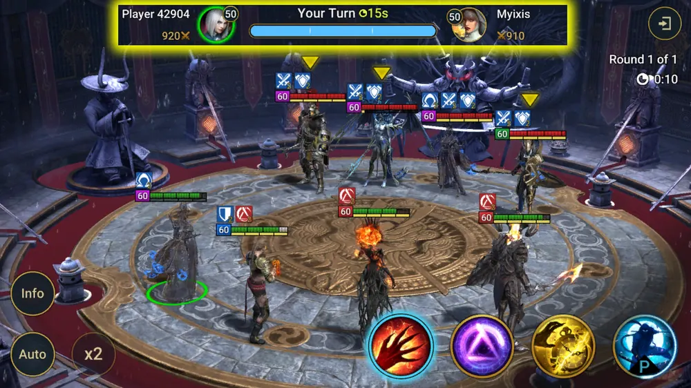 A Live Arena battle in RAID: Shadow Legends